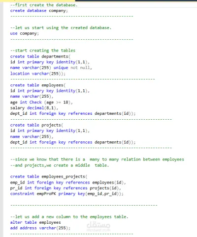 DataBase for a imaginary company