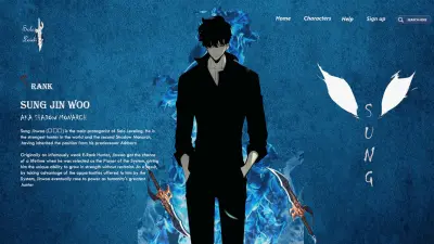 تصميم تجربة مستخدم لنموذج تطبيق وموقع Solo Leveling