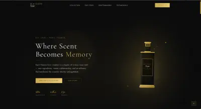 صورة العمل موقع عطور فاخر متكامل مبني بأحدث تقنيات الـ Frontend، يتميز بتصميم Dark Luxury بلوحة ألوان أسود وذهبي مع تجربة مستخدم سلسة واحترافية على جميع الأجهزة.