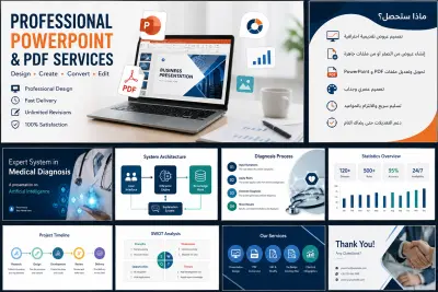 صورة العمل تصميم وانشاء وتعديل pdfs او powerpoint او pdf