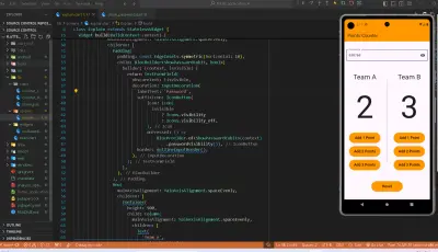 صورة العمل تطبيق عدّ النقاط لفريقين بـ Flutter أو Android/iOS