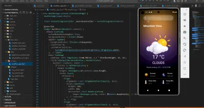 صورة العمل تطبيق الطقس بـ Flutter باستخدام API