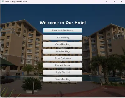 نظام متكامل لحجز الفنادق بواجهة رسومية متطورة (JavaFX Desktop App)