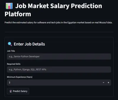 مشروع متكامل لتوقع الرواتب باستخدام تعلم الآلة (Wuzzuf Salary Predictor & Dashboard)