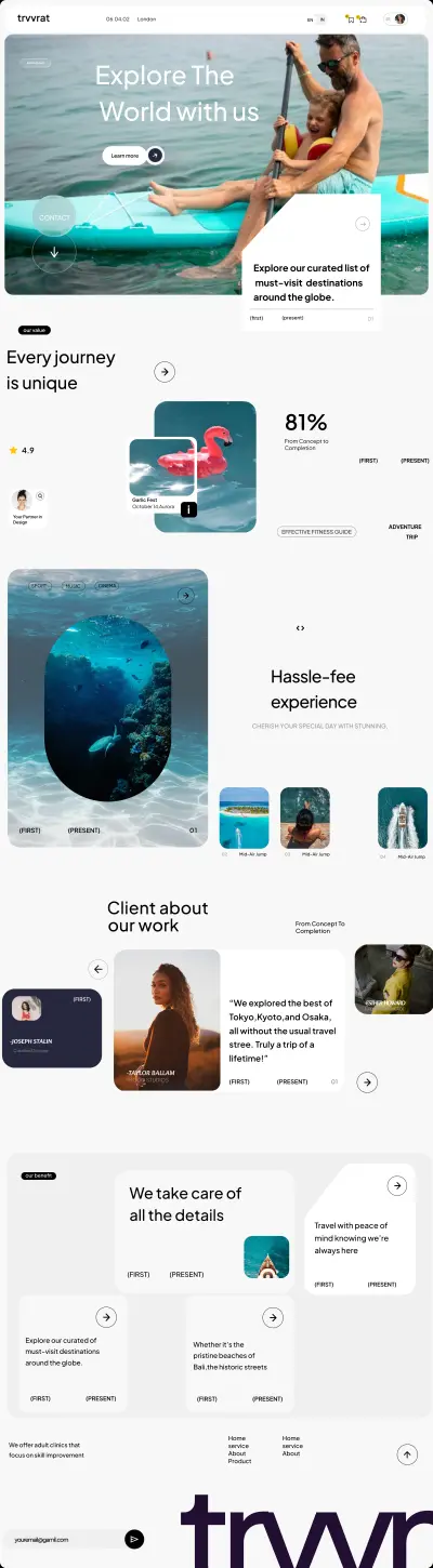 تصميم تجربة وواجهة مستخدم لموقع رحلات وسفر