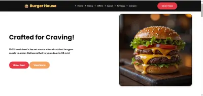 موقع مطعم برجر احترافي — تصميم حديث، سريع، وسهل الطلب منه