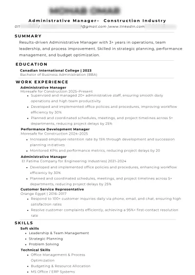 CV احترافي بنظام ATS