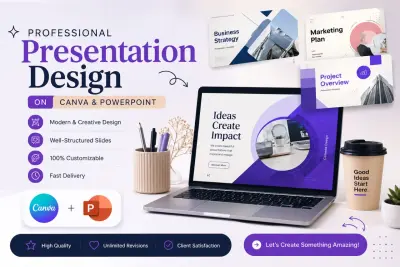 تصميم عرض تقديمي احترافي على Canva , Power Point