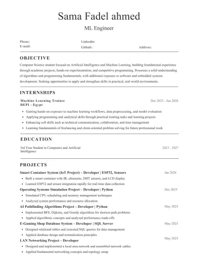 عمل CV (سيرة ذاتية), resume  إحترافي يتوافق مع معايير ال ATS