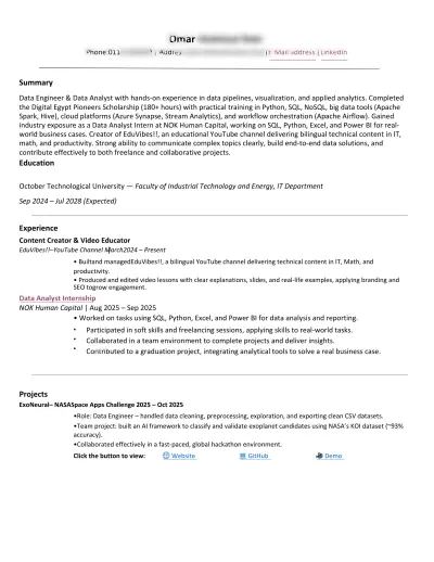 انشاء سيره ذاتيه احترافيه بنظام ATS