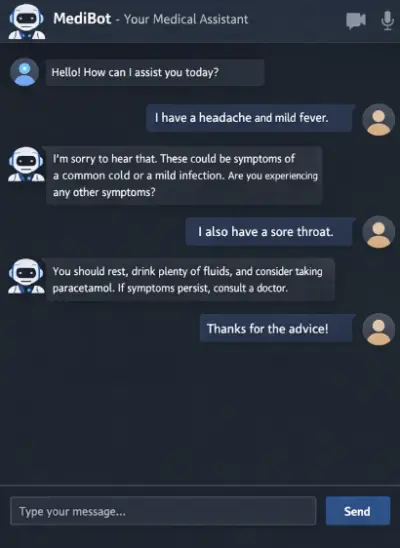 شات بوت طبي ذكي لتحليل الأعراض وتقديم النصائح الطبية (MediBot)