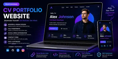 سأصمم لك موقع CV احترافي (Portfolio) مع روابط السوشيال ميديا