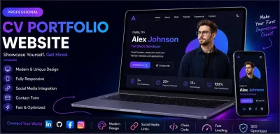 سأصمم لك موقع CV احترافي (Portfolio) مع روابط السوشيال ميديا