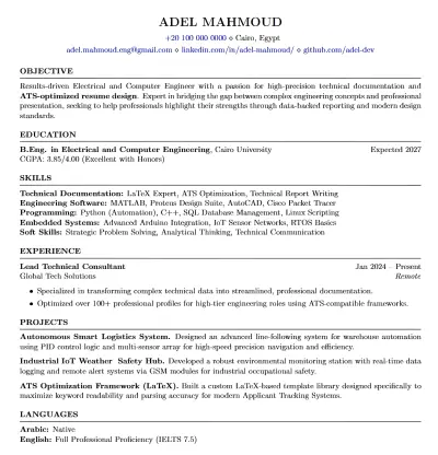 تصميم سيرة ذاتية (CV) احترافية بنظام الـ ATS