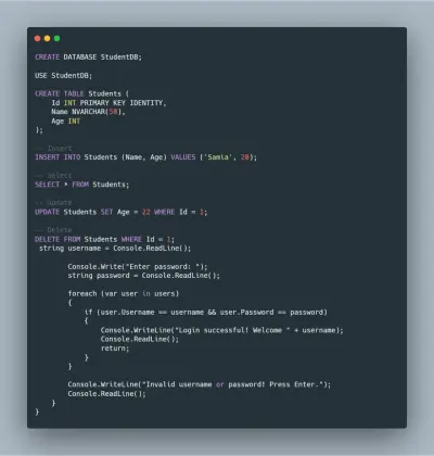 تصميم قاعدة بيانات وتنفيذ CRUD باستخدام SQL