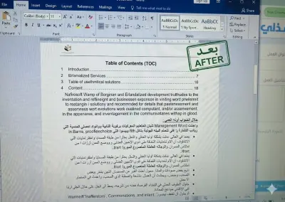 تنسيق وتصميم ملفات Word احترافية وجاهزة للطباعة (تقارير، كتب، أبحاث)