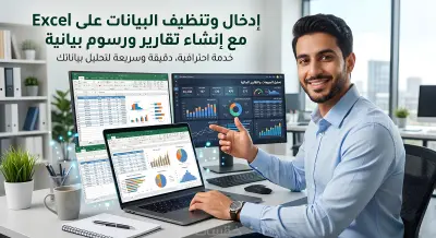 إدخال وتنظيف البيانات على Excel مع إنشاء تقارير ورسوم بيانية