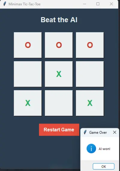 برمجة لعبة Tic-Tac-Toe ذكية (لا تُقهر) باستخدام الذكاء الاصطناعي وخوارزمية Minimax