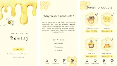 تصميم 3 شاشات لموقع الكتروني لبيع عسل النحل