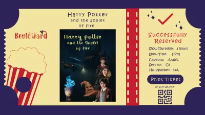 تصميم واجهة مستخدم لشاشة حجز سينيما (من داخل قاعة السينيما) + لوجو مميز