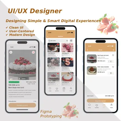 تصميم واجهات تجربة المستخدم (UI/UX) لتطبيق Sweet Bites لطلب الحلويات