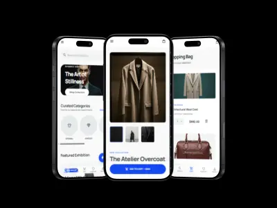 تصميم واجهات تطبيق متجر إلكتروني عصري (Light Mode E-Commerce App UI/UX)