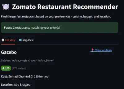 نظام توصية بالمطاعم