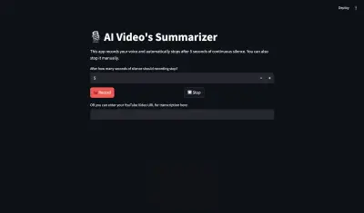 تطبيق ويب لتلخيص مقاطع الفيديو بالذكاء الاصطناعي (AI Video Summarizer Web App)