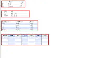 جدول html منظم