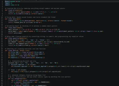 نظام ذكي لتنظيف وهيكلة بيانات المبيعات باستخدام Python و Regular Expression