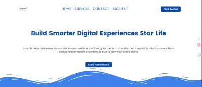 صفحة هبوط لشركة Star Life لعرض الخدمات وجذب العملاء