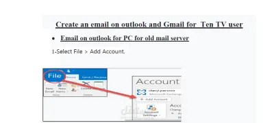 Create an email on outlook and Gmail for Ten TV user