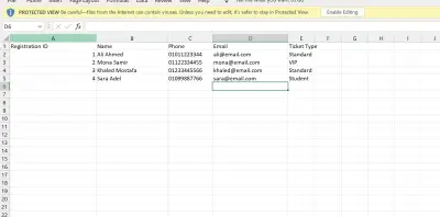 Event Registration Data Entry