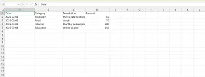 Expense Tracking Sheet