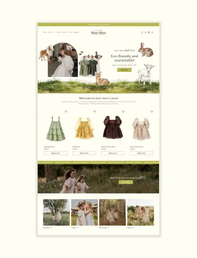 صفحة هبوط لمتجر ملابس أطفال بناتي