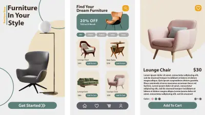 تصميم واجهه ابليكشن خاص ب عرض اثاث منزلي تفاصيل العمل