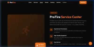 صورة العمل تصميم موقع ويب احترافي لمركز خدمات الإطارات مع نظام حجز الخدمات