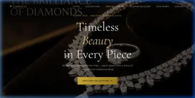 صورة العمل تصميم موقع ويب فاخر لعرض وبيع المجوهرات مع تجربة افتراضية للخواتم