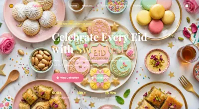 صورة العمل تصميم موقع ويب احترافي لمحل حلويات وكحك العيد مع معرض تفاعلي للمنتجات
