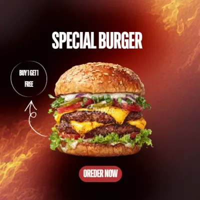 تصميم بوستر مطعم برجر للسوشيال ميديا