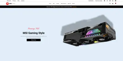 واجهة متجر MSI Gaming احترافية وتفاعلية باستخدام CSS Flexbox و JavaScript