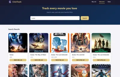 CineTrack – منصة لمتابعة وتقييم الأفلام (SPA + API + قاعدة بيانات)