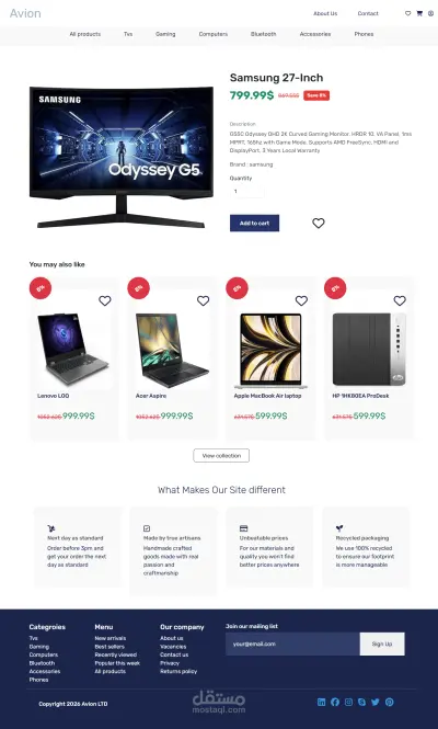 تصميم وتطوير متجر إلكتروني متكامل لبيع الأجهزة الإلكترونية