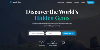 Wanderlust: واجهة رقمية تفاعلية لوكالات السفر الفاخرة