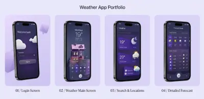 صورة العمل تطبيق موبايل لتوقعات الطقس (Weather Forecast)