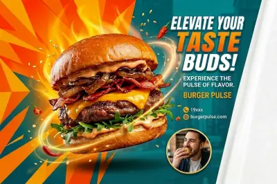 تصميم بوستر إعلاني جذاب لمطعم برجر عصري (سوشيال ميديا)