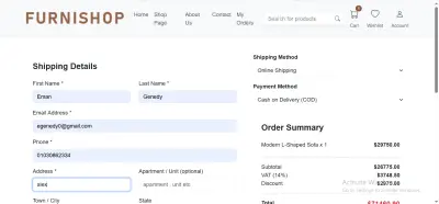 إنشاء صفحة Checkout كاملة مع Order Summary ونموذج بيانات المستخدم