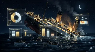 تحليل بيانات ركاب تيتانيك والتنبؤ بمعدلات النجاة باستخدم بايثون