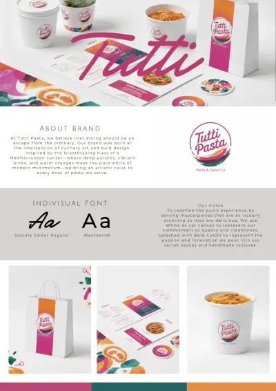 هوية بصرية مطعم Tutti Pasta - مزيج بين الفن والمذاق