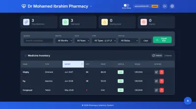نظام إدارة مخزون الأدوية مع تقارير وتنبيهات انتهاء الصلاحية